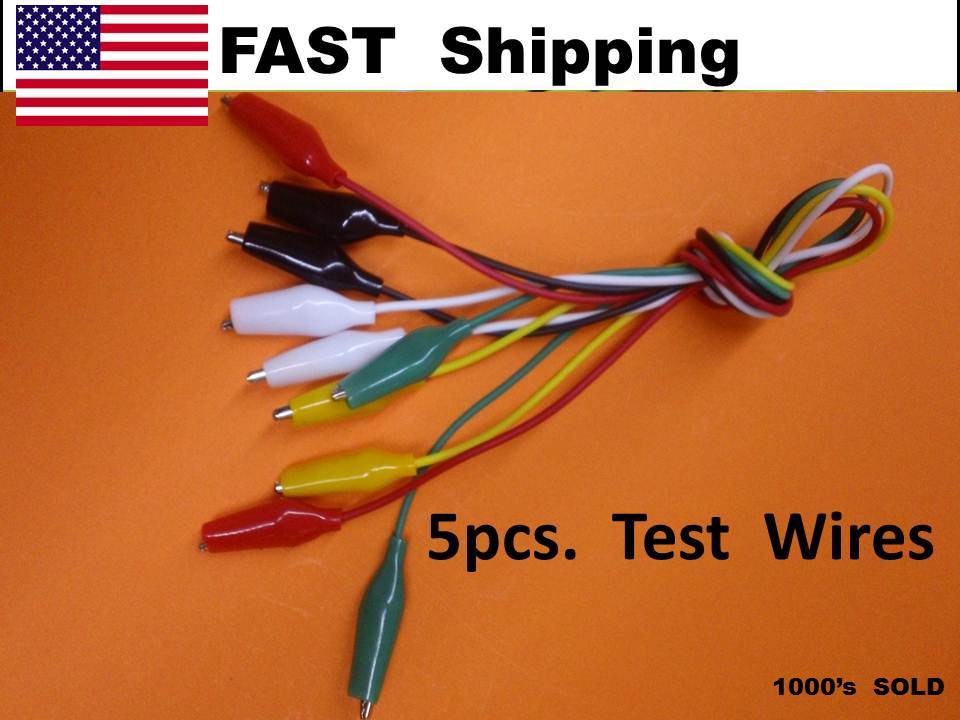 5 X - 18" DOUBLE end Crocodile Clips Cable Alligator Clips testing wire probe