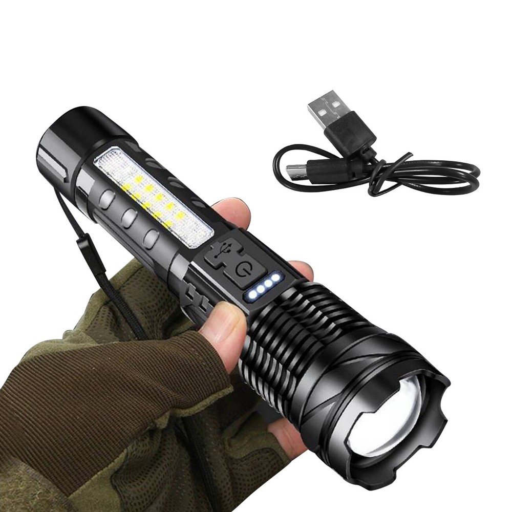 Super Bright White LED Flashlight Rechargeable Zoomable Torch Camping lamp