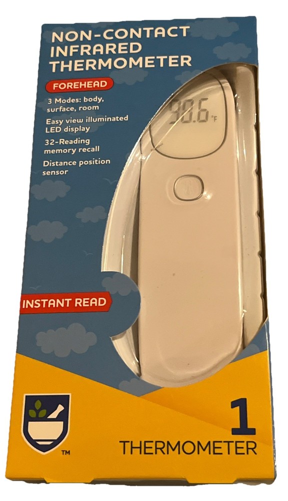 Rite Aid Non-Contact Infrared Forehead Thermometer LED Display 3 Modes Memory