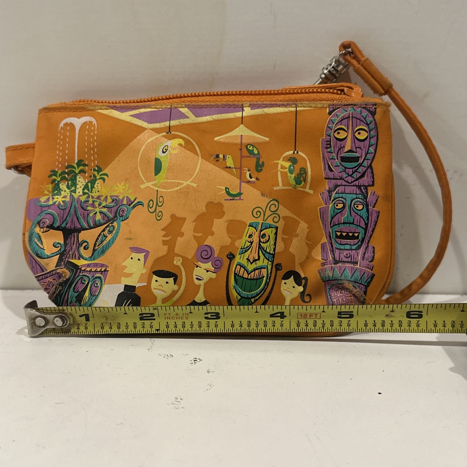 Vintage Disneyland Resort Orange Tiki Room Graphics Coin Purse Wallet