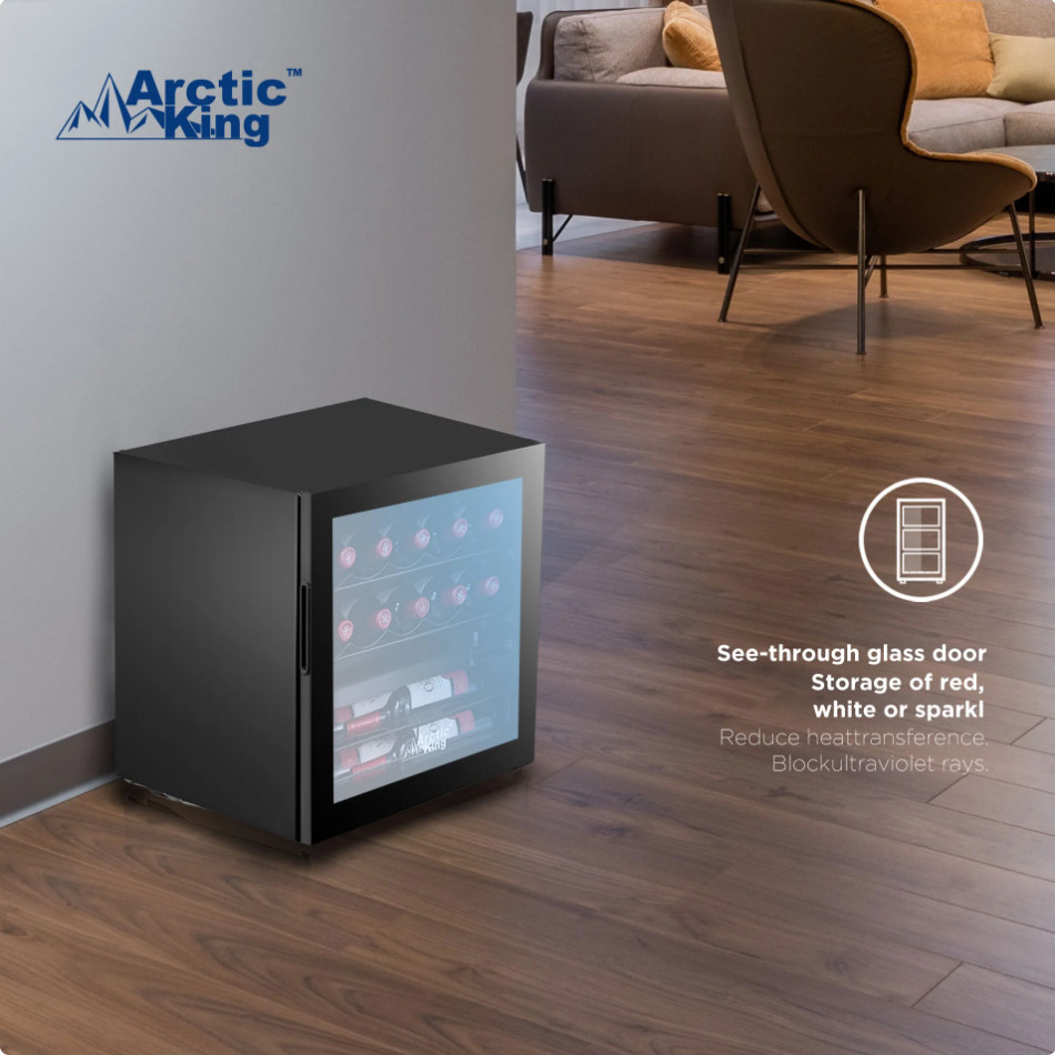 Arctic King 14-Bottle 17.3-inch Wine Cooler, Full Glass Door, ARW14B0ABB