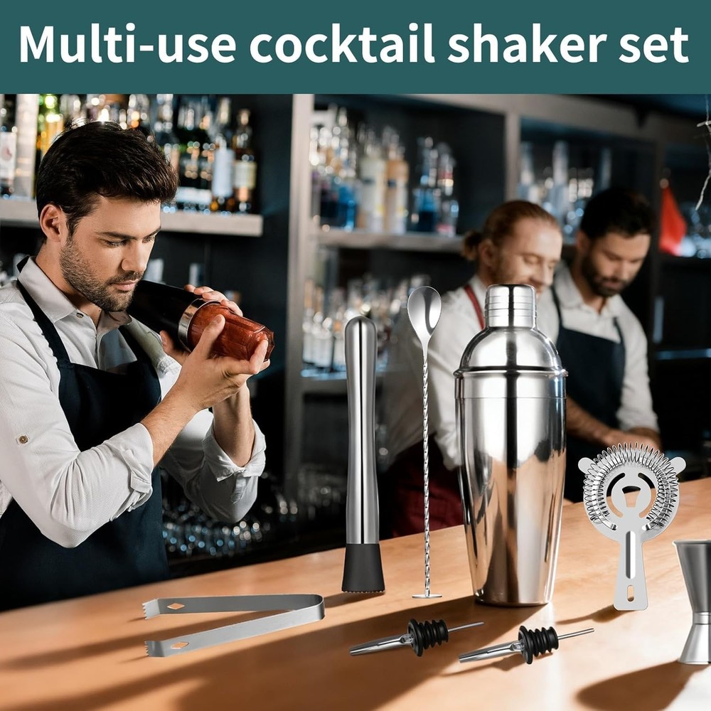 Cocktail Shaker Set, 8-Piece Bar Set, Practical Bartender Kit, Includes Many ...