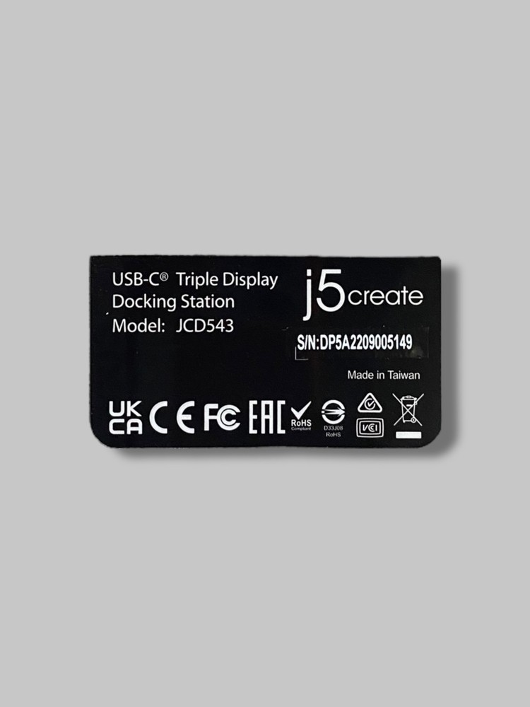J5 Create JCD543P USB-C Triple Display Docking Station – Tested Working Used