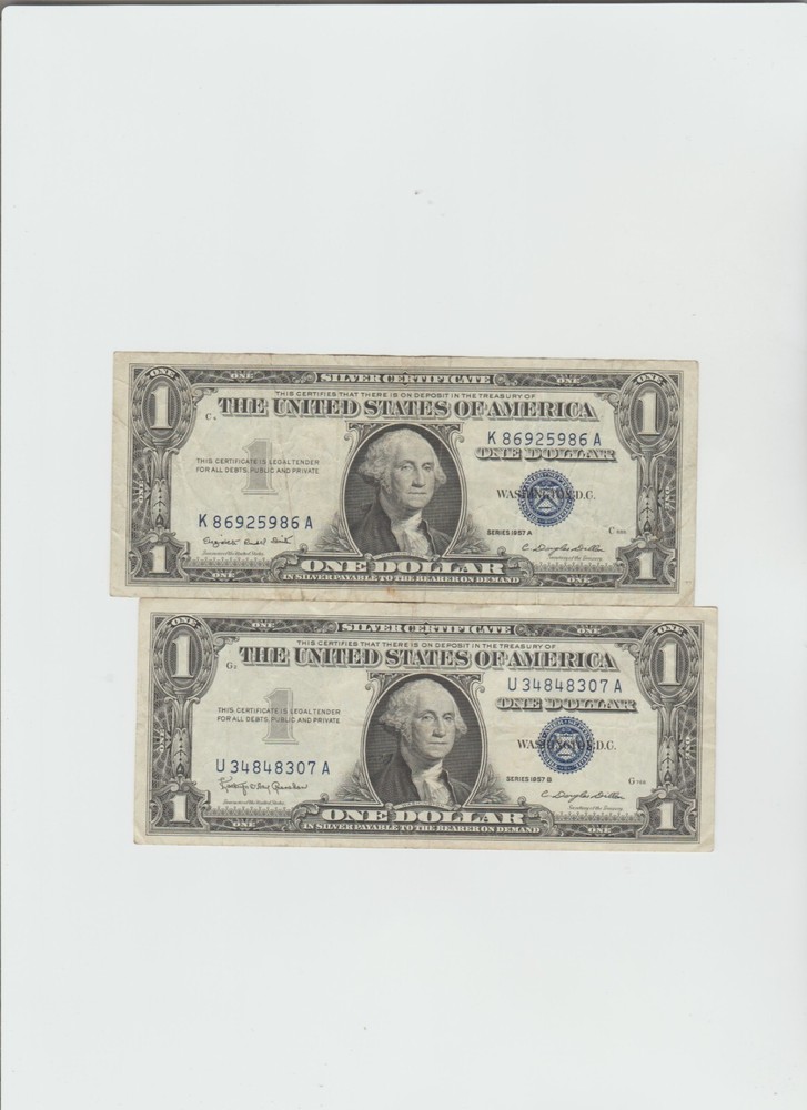 2 Circulated 1957-A&B  Silver Certificates