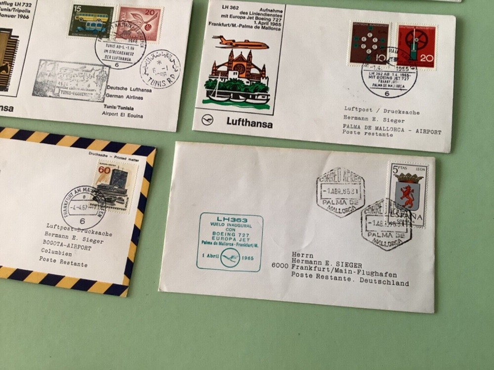 Airmail flight cover mixed world 9 items Ref A1481