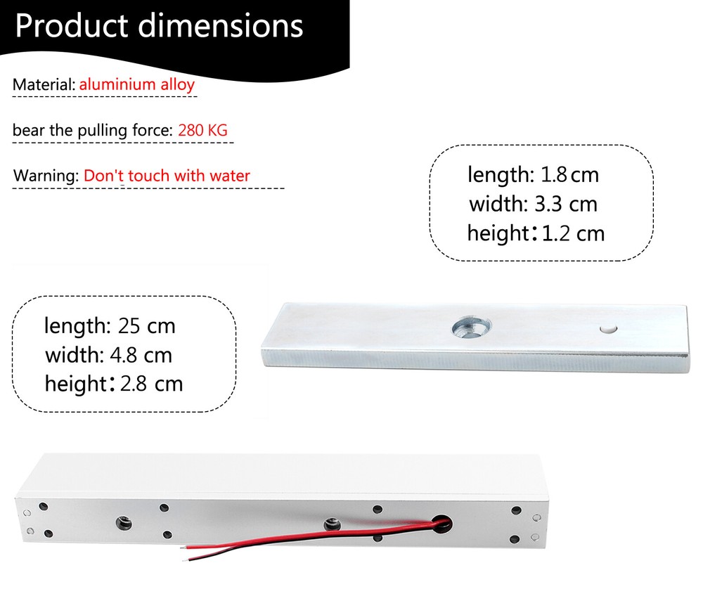 Door Access Control System Kit, 280KG Electric Magnetic Lock, 2 Remote Controls