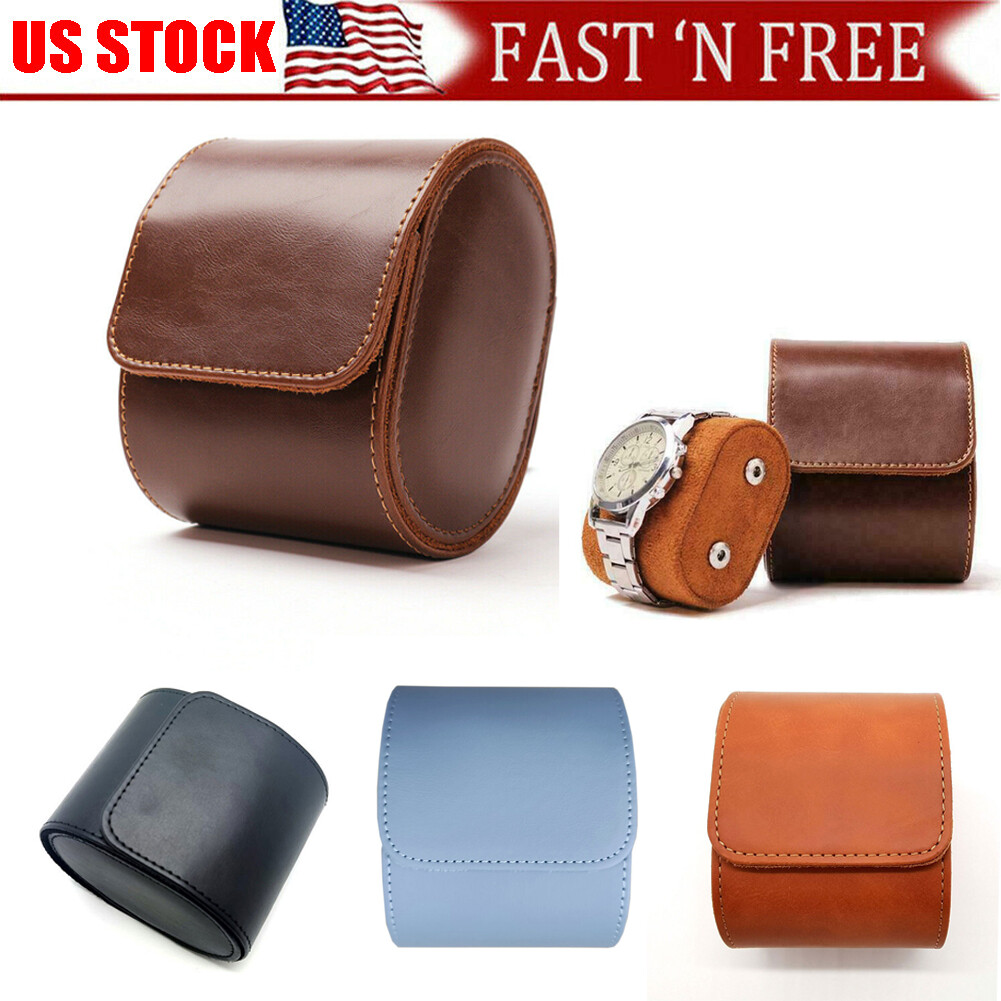 Single Watch Roll Travel Case Leather Watch Storage Organizer Wristwatches Box