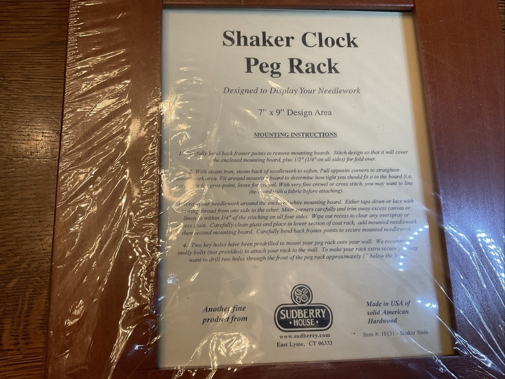 VTG SUDBERRY HOUSE SHAKER CLOCK PEG RACK DISPLAY NEEDLEWORK