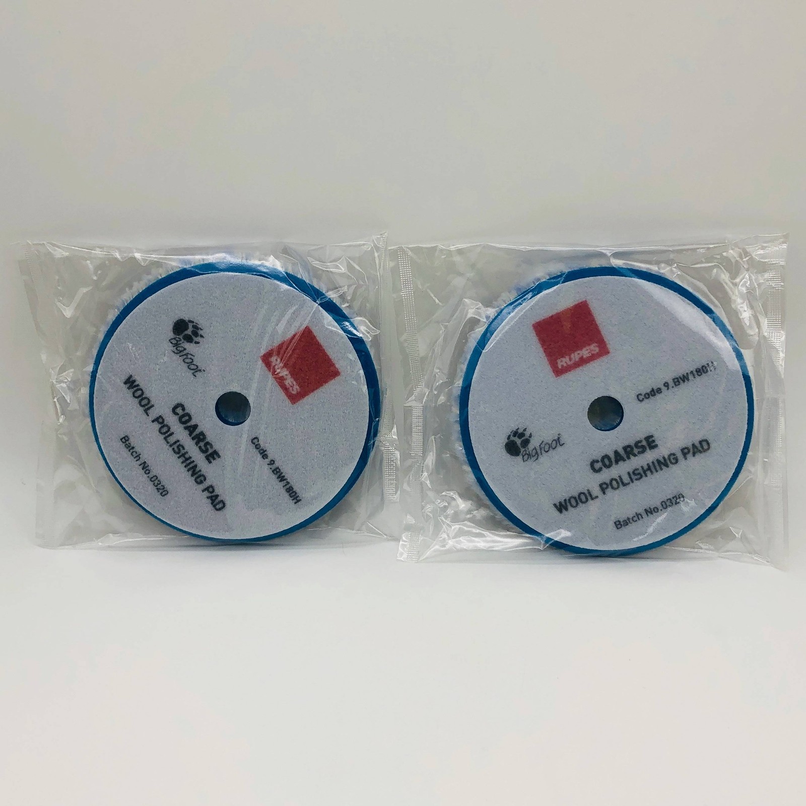2pk Rupes 9.BW180H Coarse Blue Wool Pad 170mm - 6.75in Big Foot Polishing