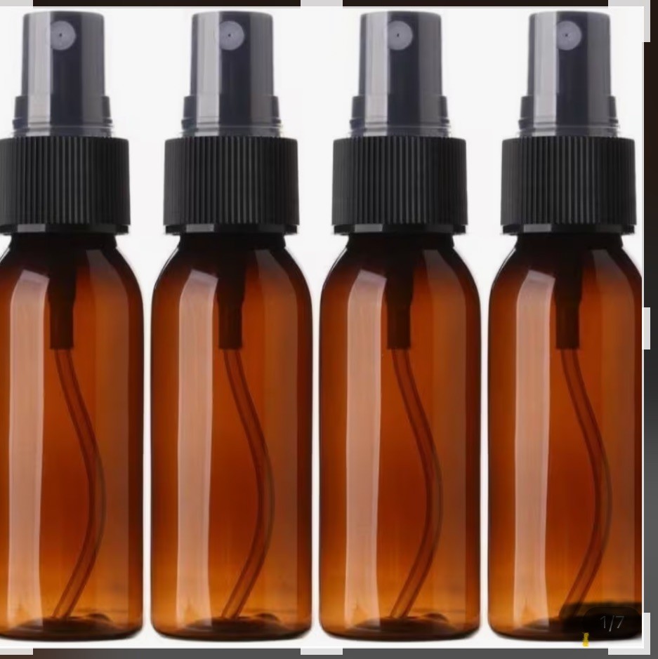 2Pc 50ml/2oz Amber Empty Plastic Travel Bottles Fine Mist Atomizer - Refillable