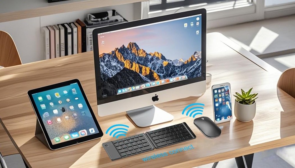 Foldable Keyboard and Mouse Combo,Bluetooth Keyboard and Mouse Combo for Gray