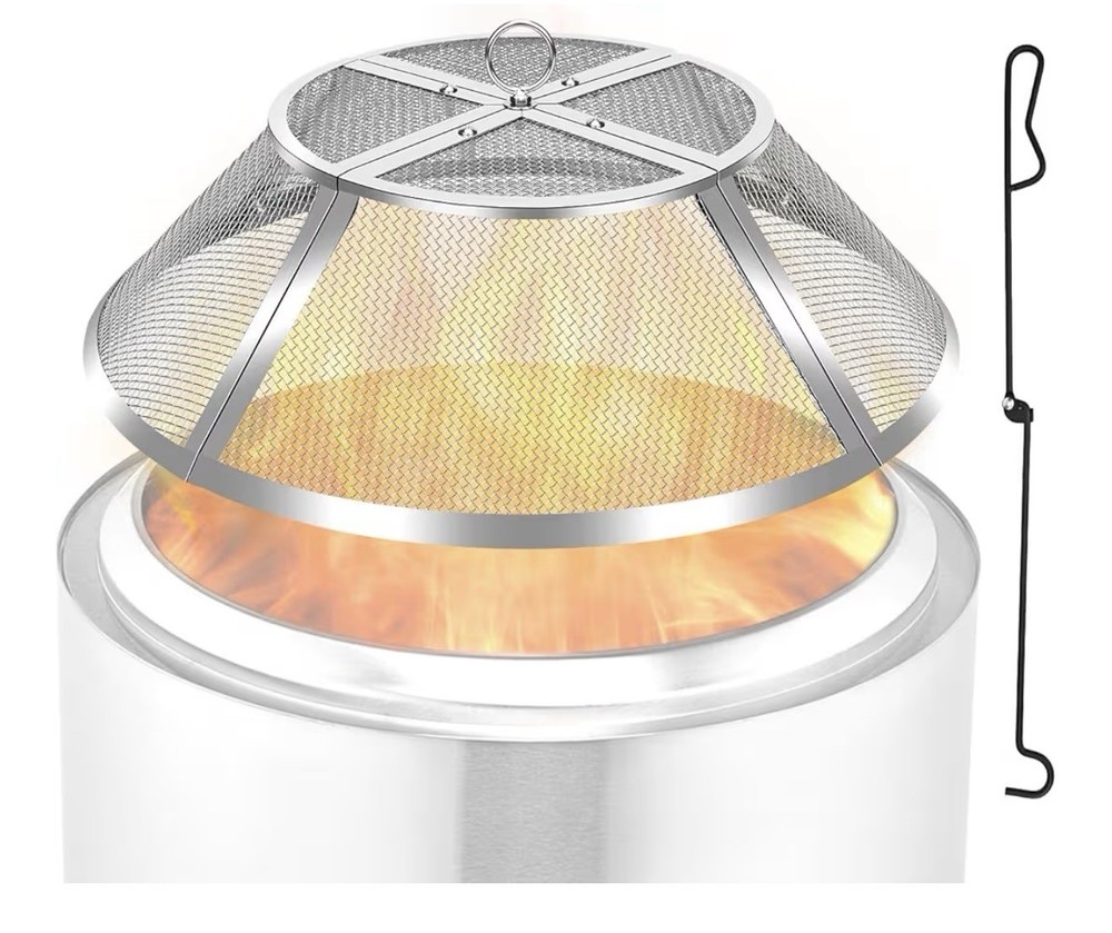 Fire Pit Spark Screen Shield for Solo Ranger 15”, Stainless Steel, Silver