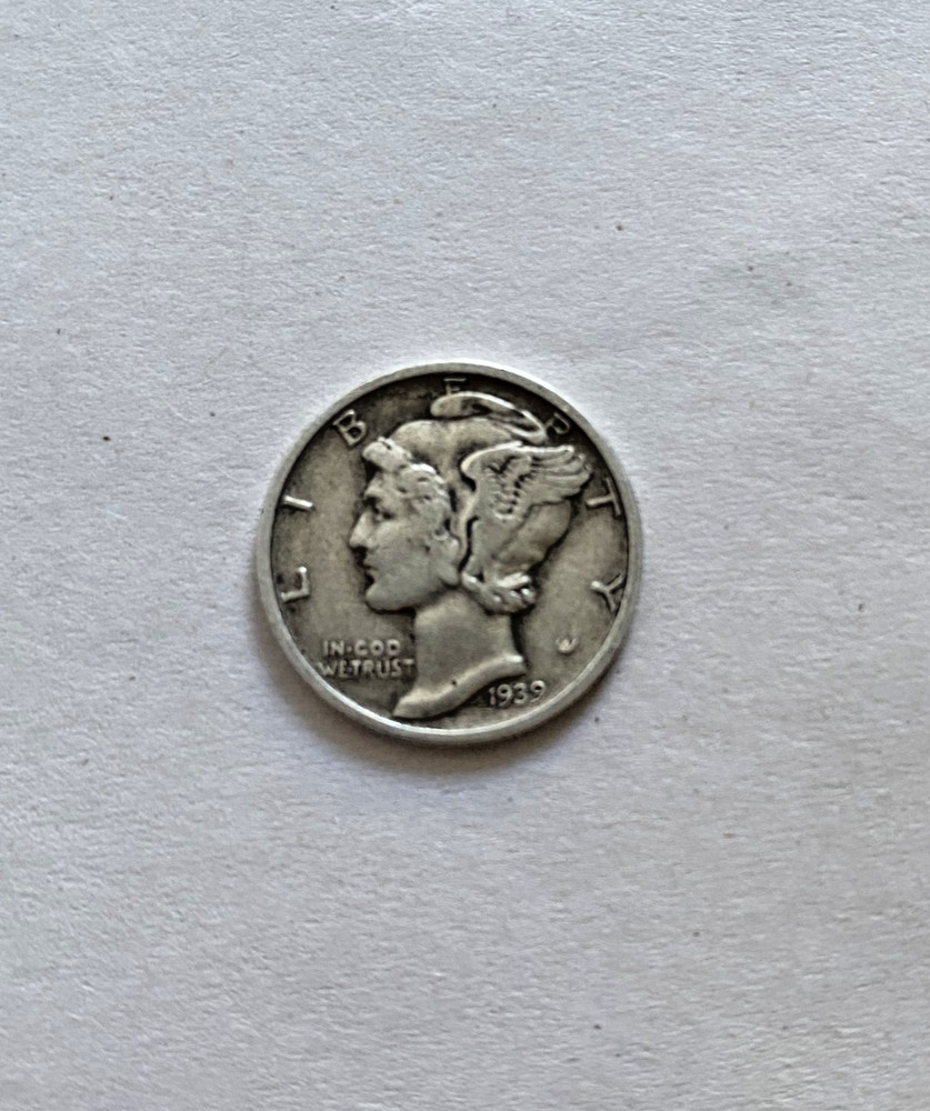 1939-D Mercury Dime Error – Misplaced Mint Mark, 90% Silver, Rare