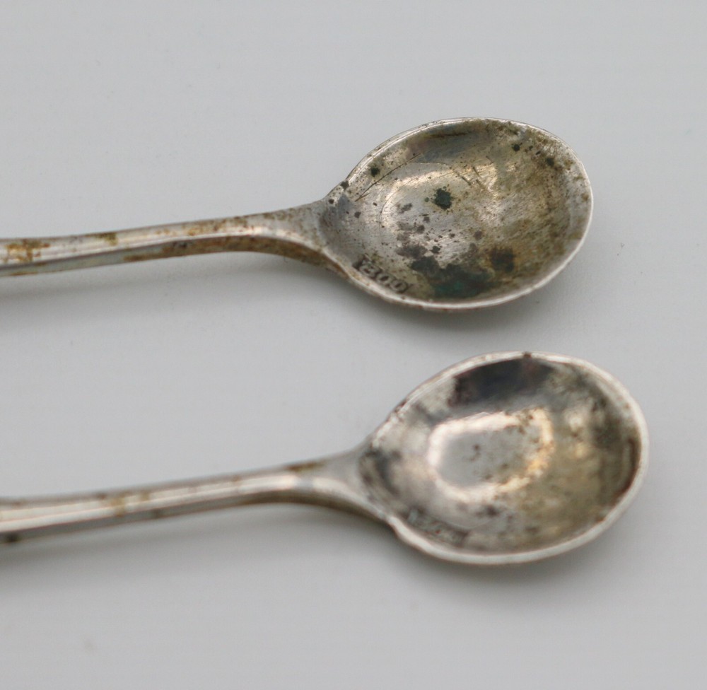 Set of 2 Small 800 Silver Salt Spoons