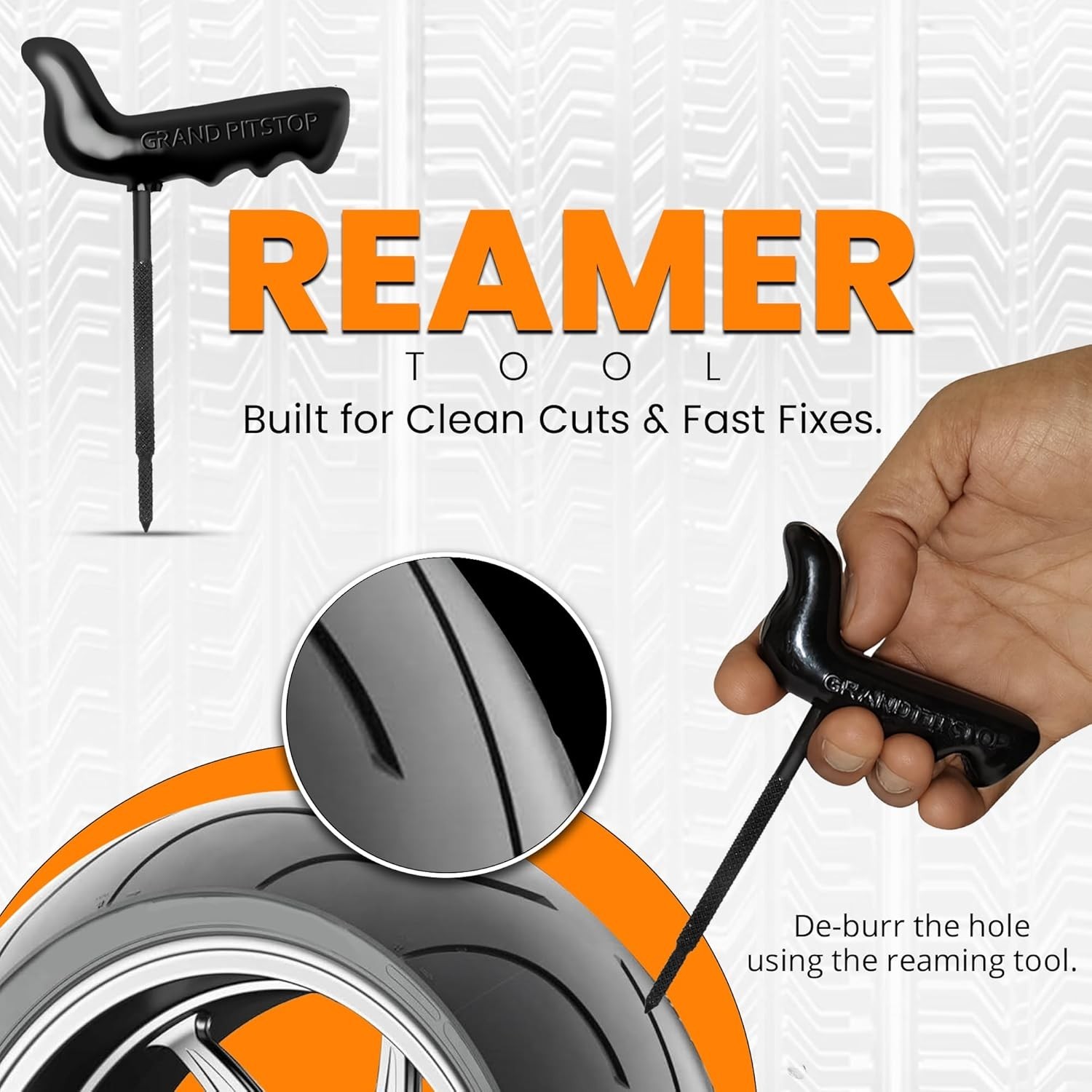 GRAND PITSTOP Tubeless Tire Gun Puncture Repair Kit with Mushroom Plug for Tyre