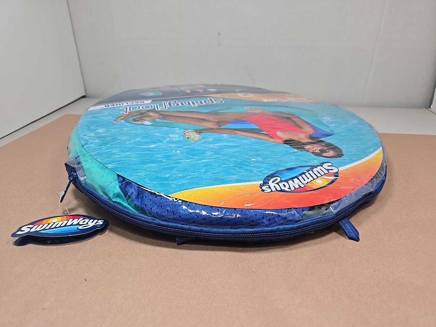 SwimWays Spring Float Recliner Pool Lounge Chair Hyper-Flate Valve Aqua 55”x38”