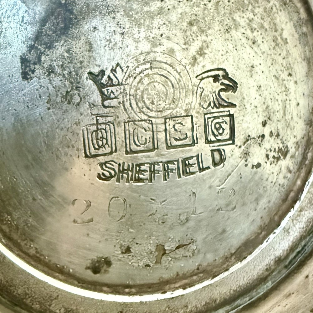 Queen City Silver Co SHEFFIELD Nickel Silverplate Copper? Two Tone Pitcher