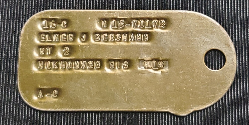 Wisconsin Unemployment Identification Dog Tag WWII