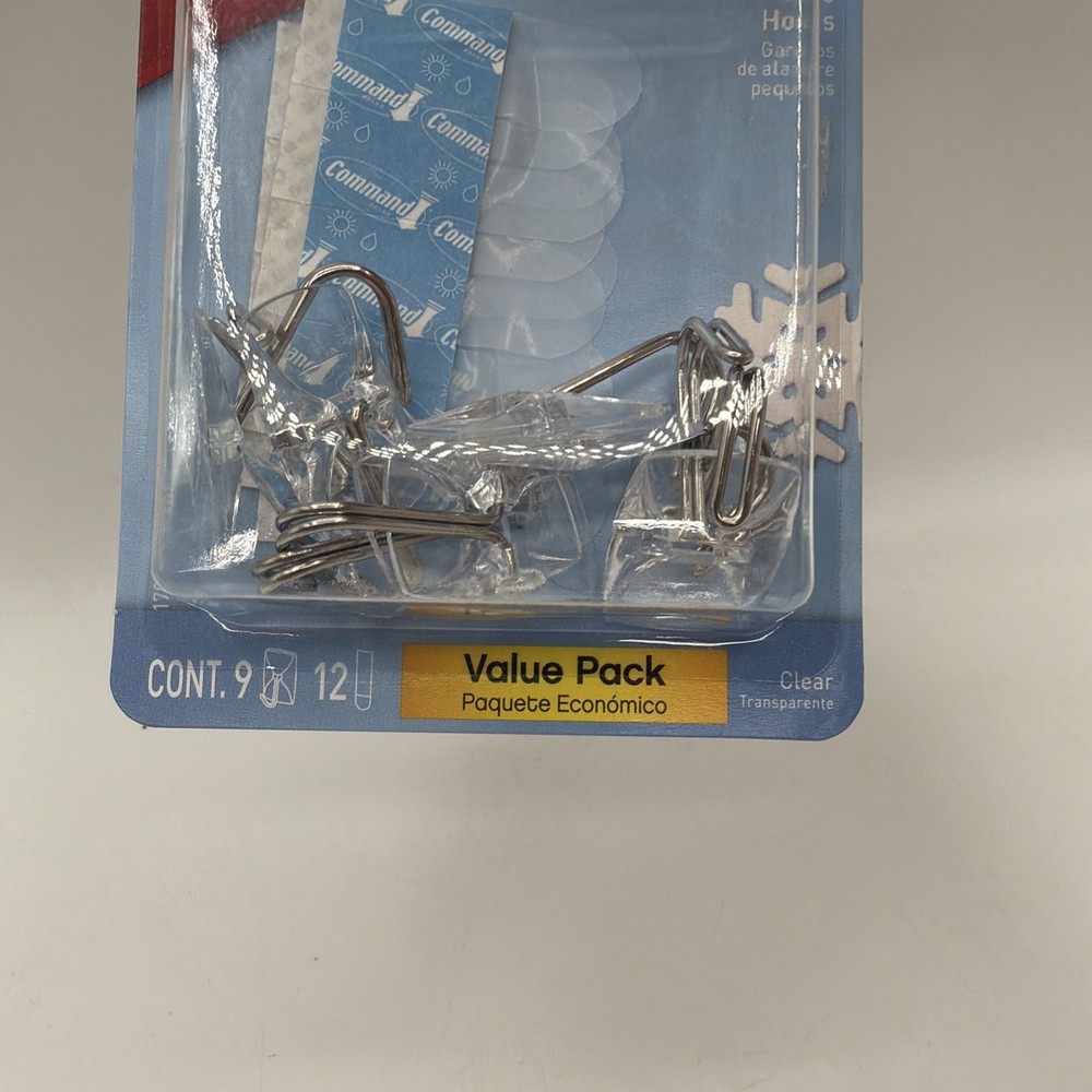 3M Command 17067CLR9ES Clear Hooks & Strips Plastic/Wire Small 9 Hooks 1 Pack