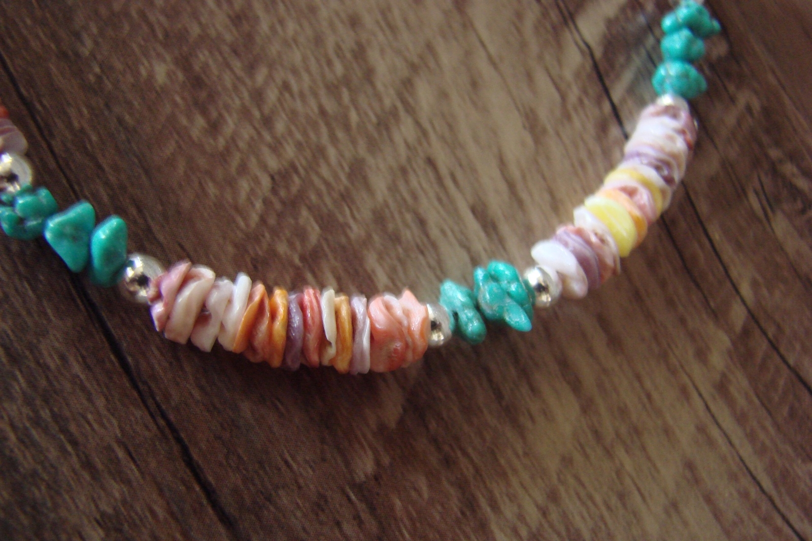 D. Jake Navajo Oyster Shell and Turquoise Beaded Anklet