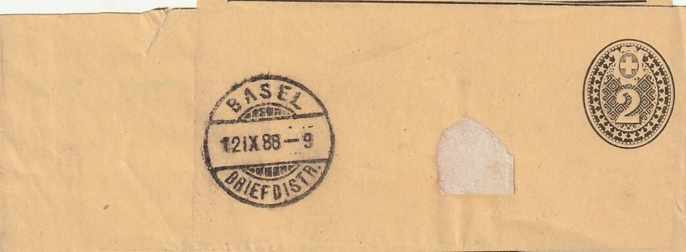SWITZERLAND: Printed matter wrapper Basel 1888.