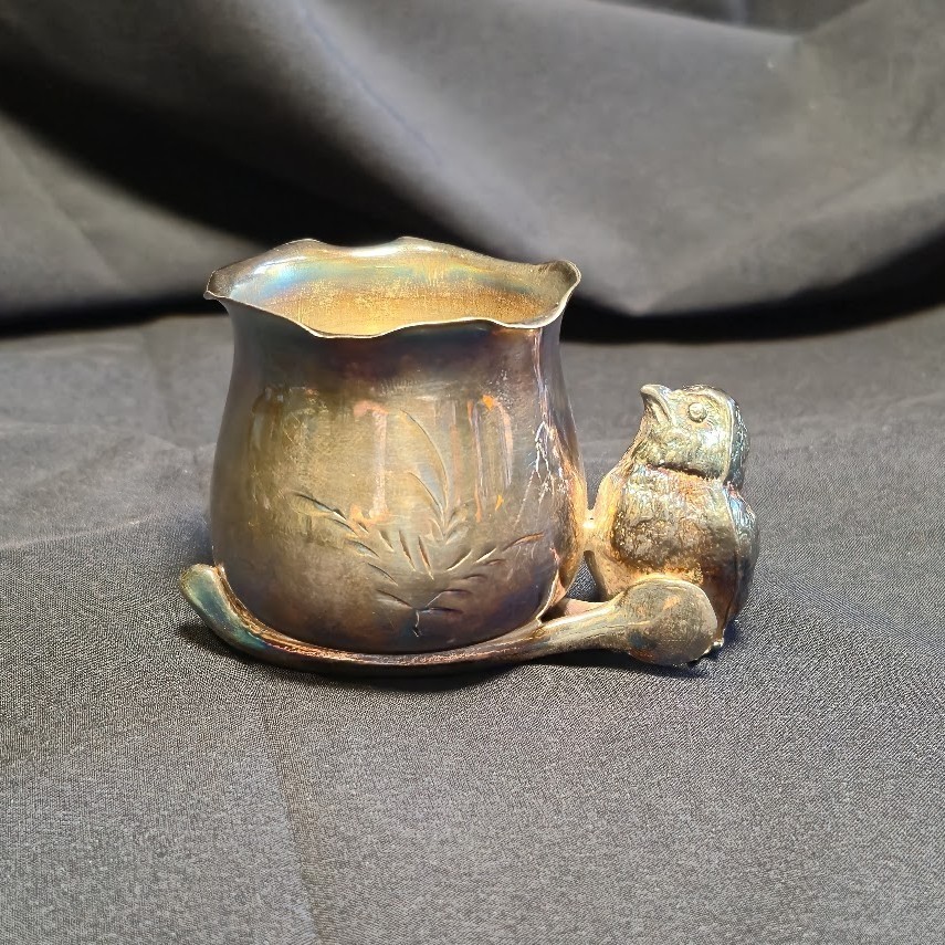 CHICK  WISHBONE Antique TOOTHPICK HOLDER WARREN 4x SILVERPLATE CO NEW YORK