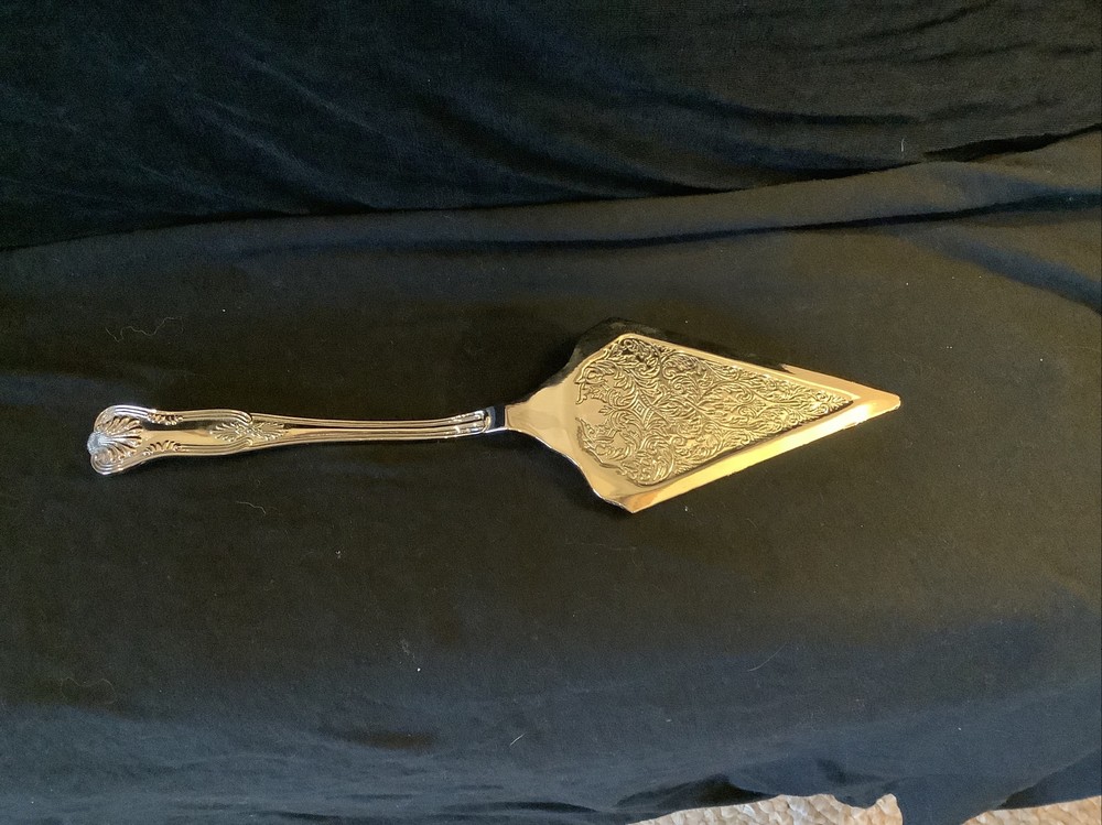 Silver Studios Large Silver Plated Cake Server Ornate Scroll Design 11.5"