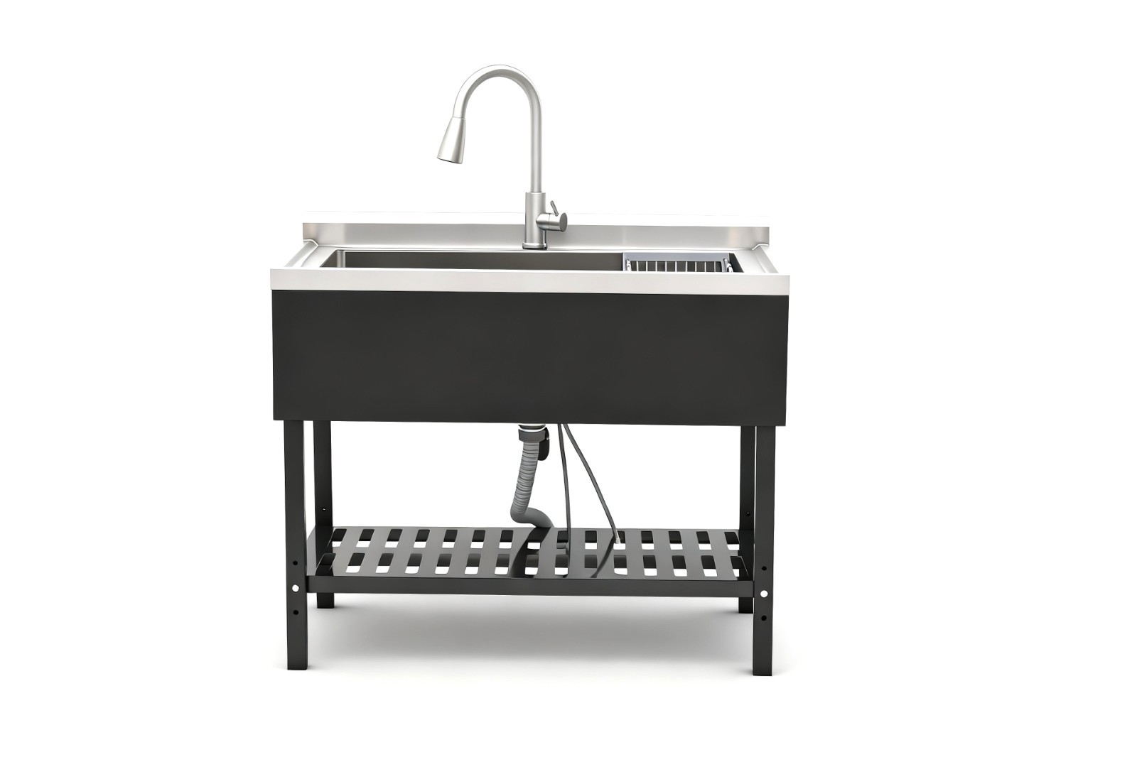 40" Balck Free Standing Commercial Stainless Steel Kitchen Utility Sink