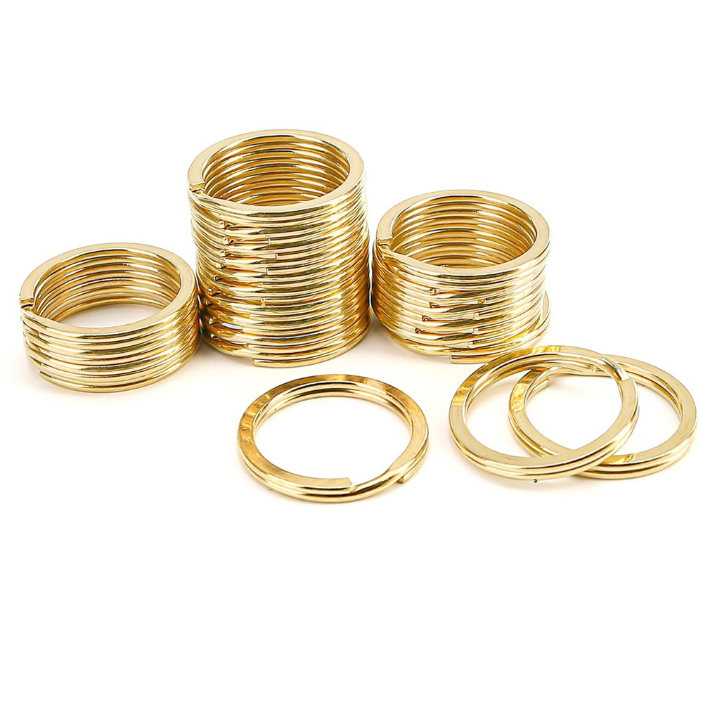 20 PCS Brass Flat Split Key Rings, 25mm (1") Diameter, Solid Gold