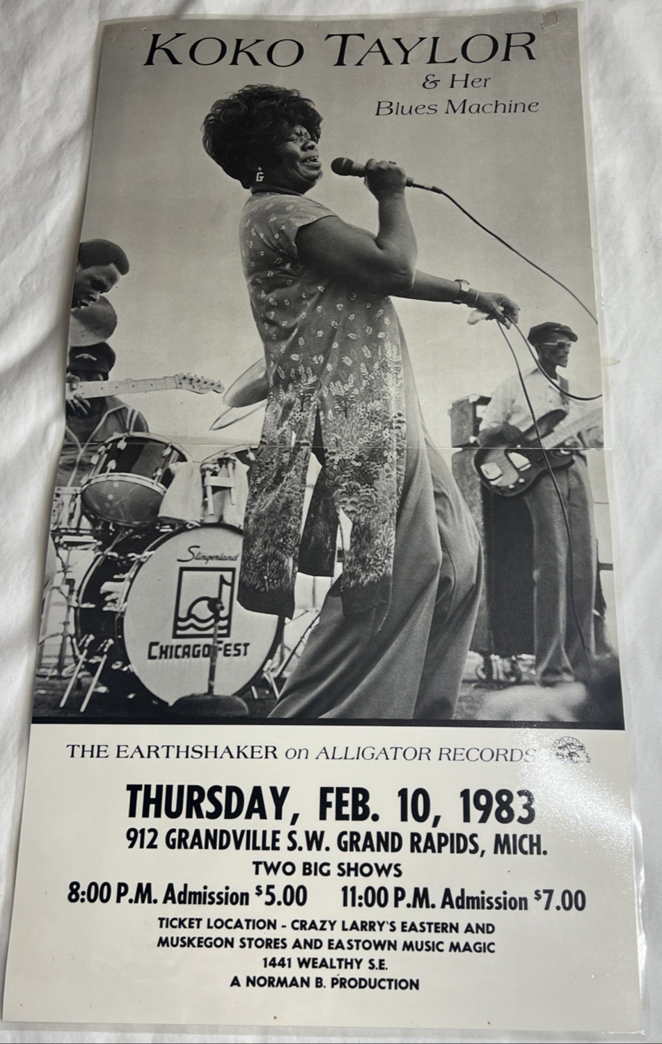KOKO TAYLOR & Blues Machine, The Earthshaker Alligator Records Promo Poster 1978