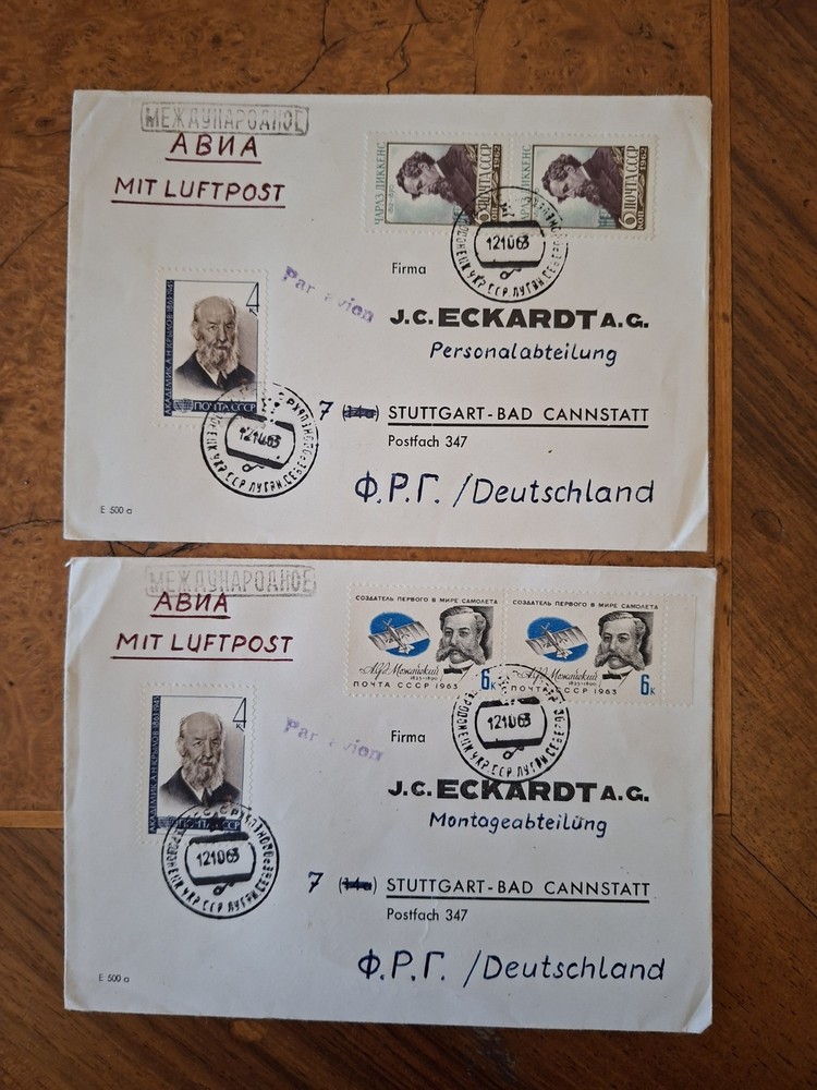 Russia 1963 Nice 2 Letters to Germany with Airmail
