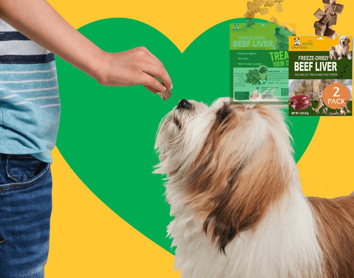 Freeze Dried Beef Liver Dog & Cat Treats Food Topper Single Ingredient (2-Pack)