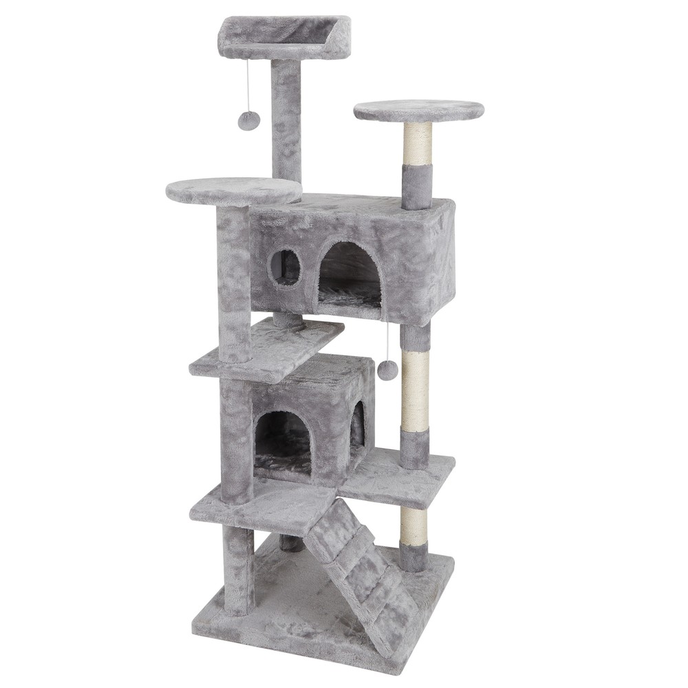 53" Multi level Cat Tree Tower for Multiple Cats W/Sisal Posts, Plush Perch