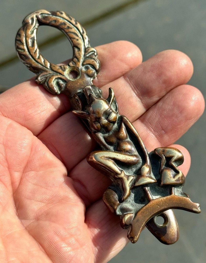 Antique Circa 1900 Exmoor Pixie on Toadstools Door Knocker