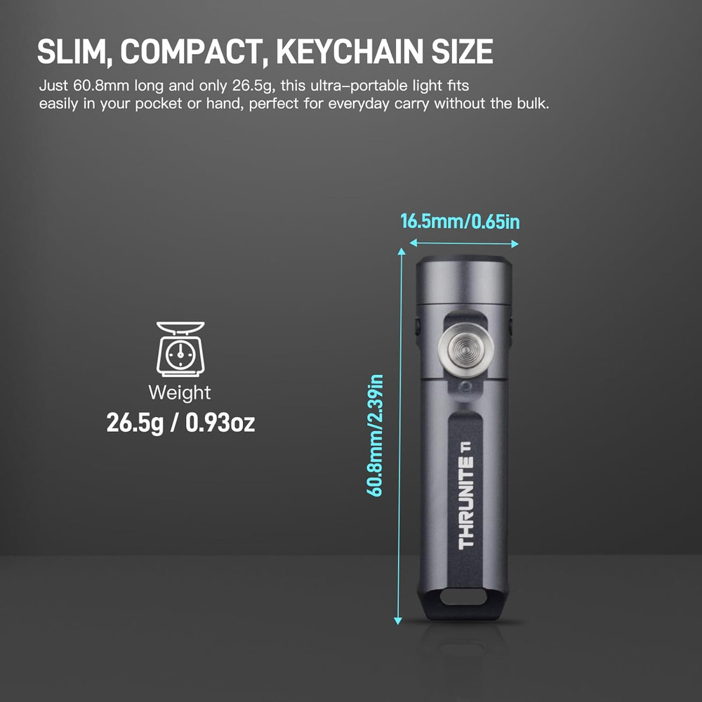 Ti Keychain Flashlight, Compact USB-C Rechargeable Battery Mini Flash Light, Bri