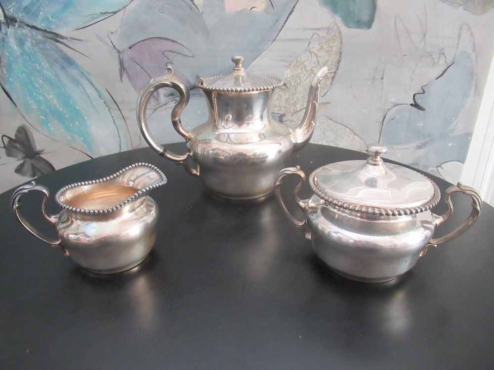 Barbour Silver Co 3 Piece Silver Tea Set Stamped #4011 Tea Set RARE