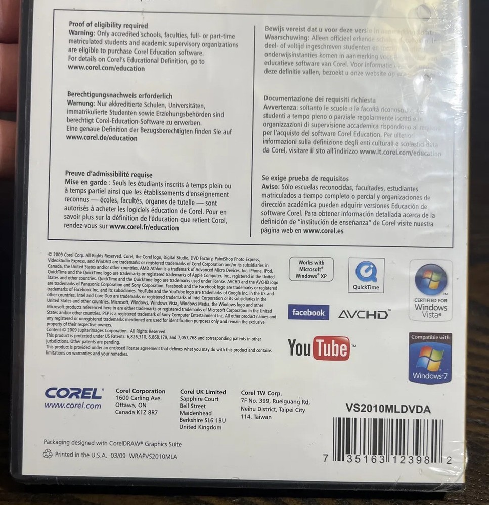 Corel Video Studio Express 2010 Education Edition New Sealed Computer Software