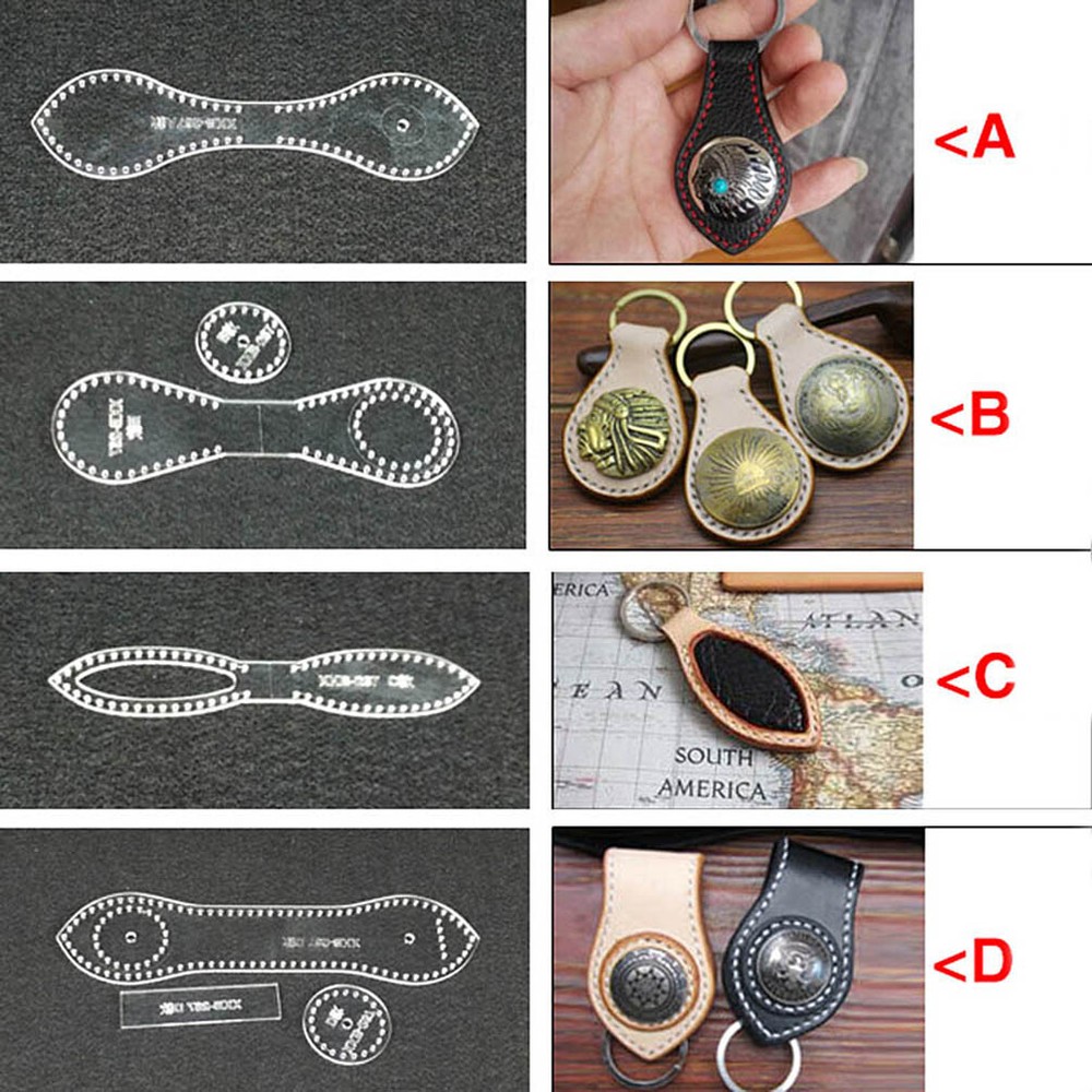 Acrylic Stencil Template DIY Leather Handmade Craft Key Buckle Sewing Pattern