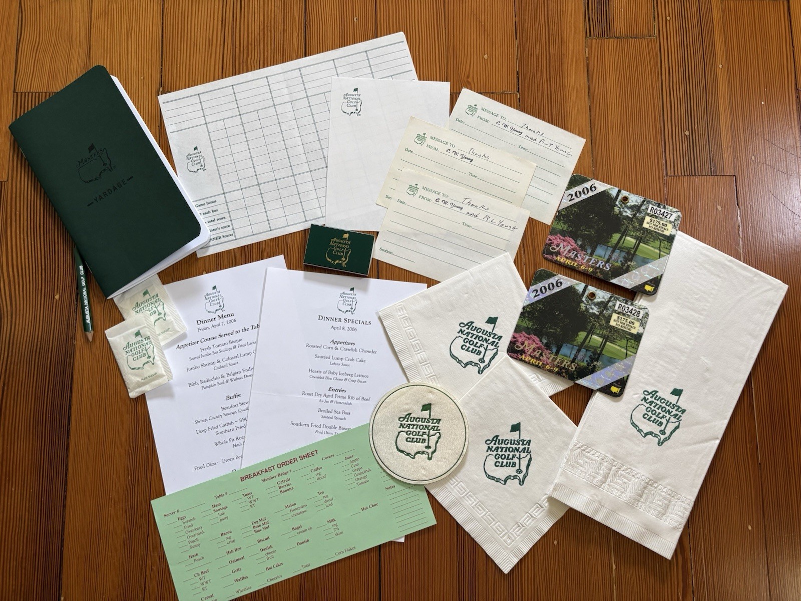 2006 Masters Badges & Cabin Guests Amenities RARE Phil Mickelson Winner