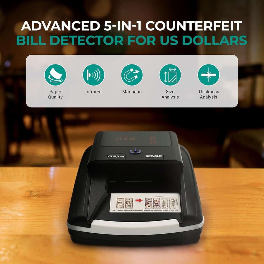 Professional Currency Detector with Large Display for Fast Bill Validation