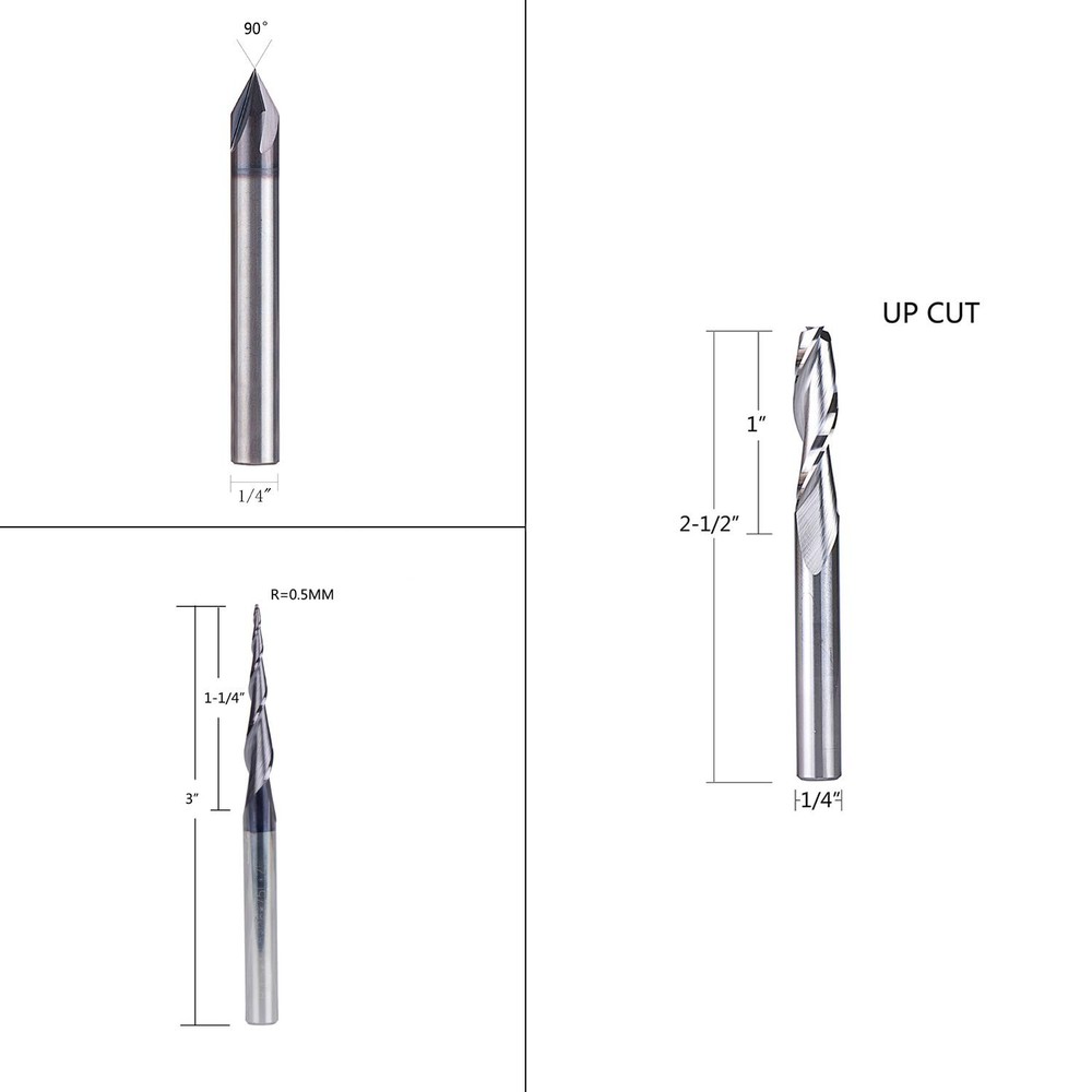 SpeTool CNC Router Bits Carving Set for Wood Profile V Groove Engraving Solid Ca