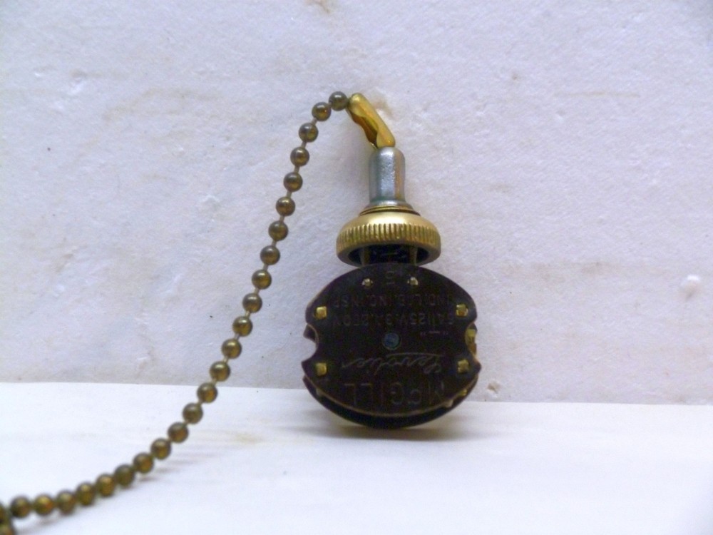 Vintage Brass MCGILL LEVOLIER Single Circuit ON/OFF Pull Chain Switch #5