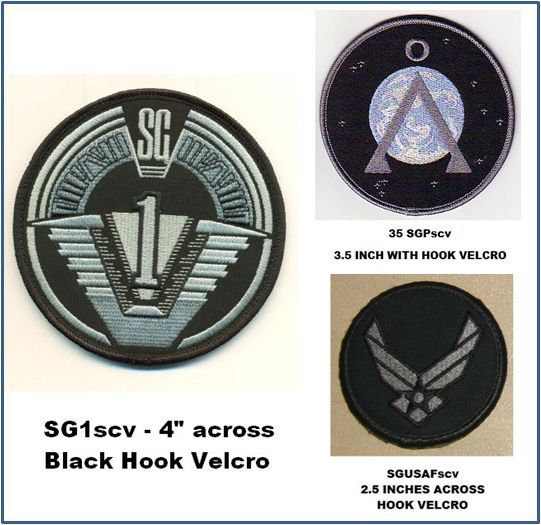 STARGATE SG-1 PATCH SET WITH HOOK BACKING - SG1scv/35SGPscv/SGUSAFscv