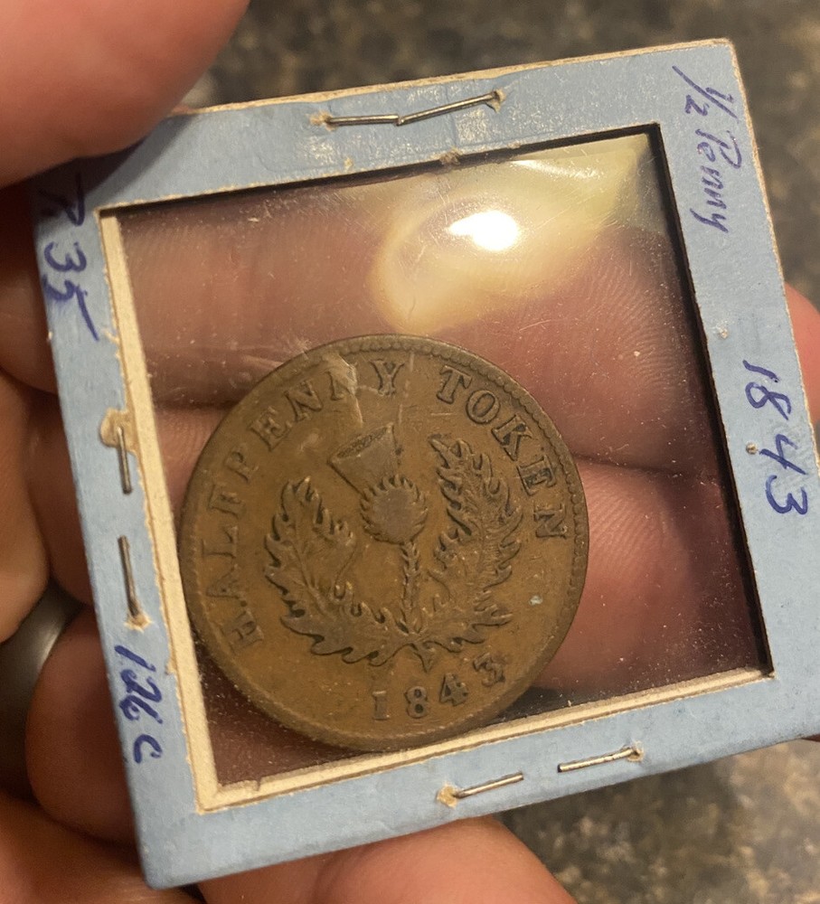 1843 Canada Nova Scotia Half Penny Token