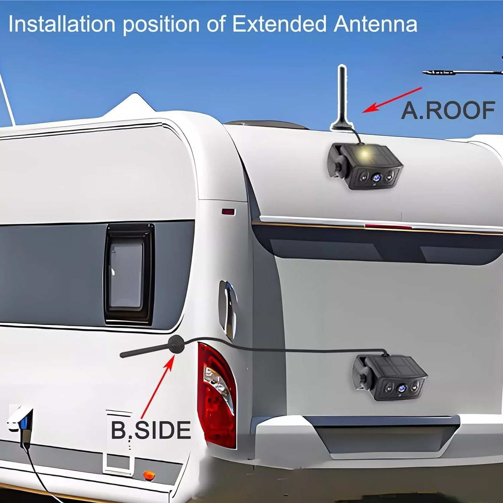 1080P Solar Magnetic Wireless RV Backup Camera 5" Car Monitor for Trailer Truck