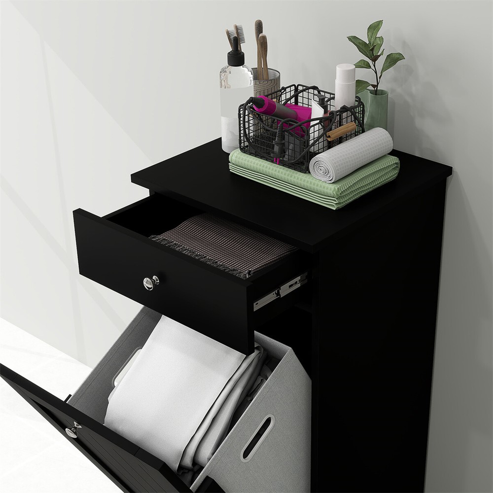 Laundry Hamper Cabinet Storage Cabinet Black