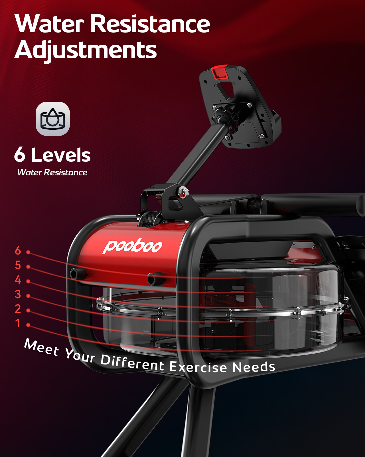 Magnetic Water Row Rowing Machine Rower 16 Levels Cardio Home Exercise Equipment