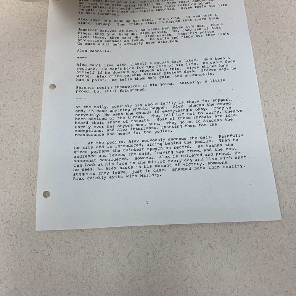 Vintage Family Ties Spec Script Draft Proposal By David Silverman Stephen Both