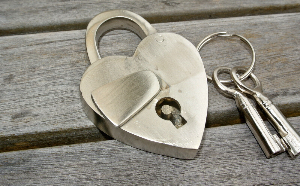 small SILVER tiny Vintage style antique "HEART LOVE " shape Padlock solid brass