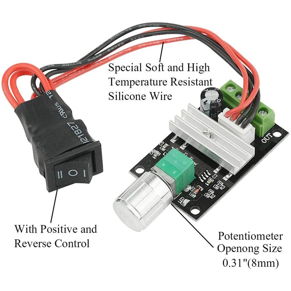 DC Motor Speed Controller 2 PCS PWM 6V-24V 3A 80W Reversible Switch Button